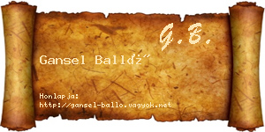 Gansel Balló névjegykártya